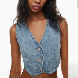 The '90s Mia Cropped Denim Vest